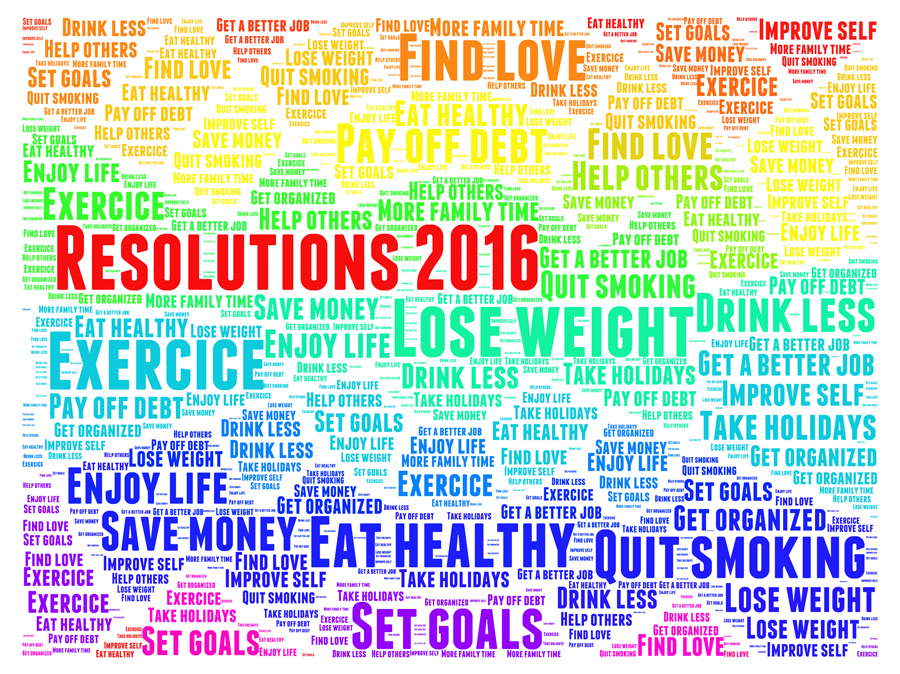 Resolutions colors new year 2016 word cloud